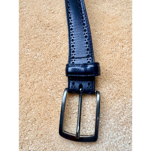 Johnston & Murphy Other - Johnston Murphy Men Black Leather Perforated Dress Belt Wingtip Brogue Buckle 44